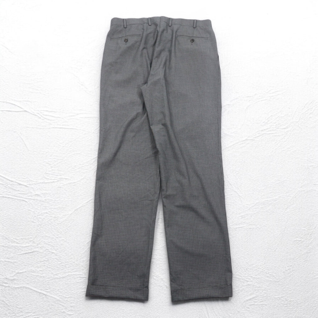 LAUREN RALPH LAUREN タック スラックスパンツ L グレー チェック ポリエステル WASHABLE
