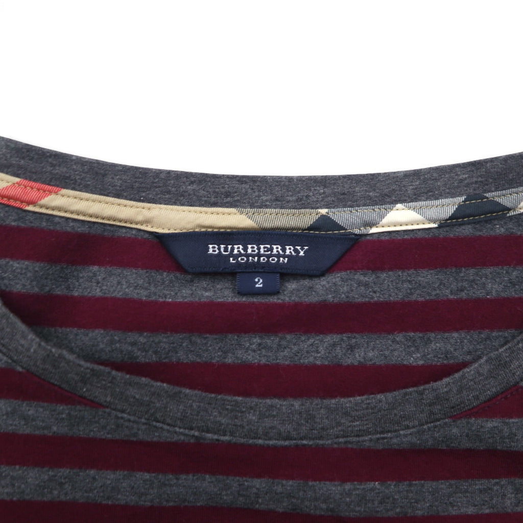 BURBERRY Border Tunic T-shirt, M, Grey, Shoulder button, One point logo embroidery, Made in Japan