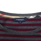 BURBERRY Border Tunic T-shirt, M, Grey, Shoulder button, One point logo embroidery, Made in Japan