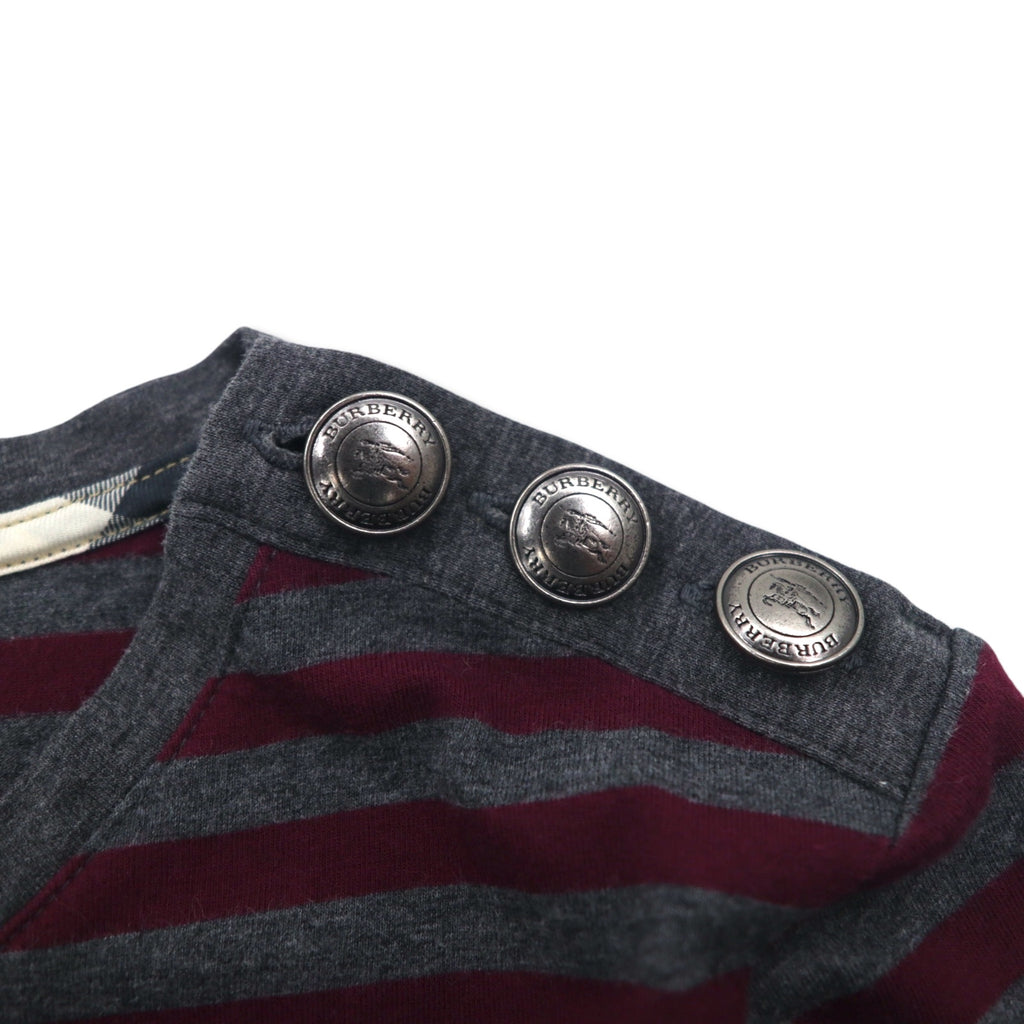 BURBERRY Border Tunic T-shirt, M, Grey, Shoulder button, One point logo embroidery, Made in Japan