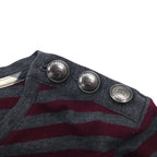 BURBERRY Border Tunic T-shirt, M, Grey, Shoulder button, One point logo embroidery, Made in Japan