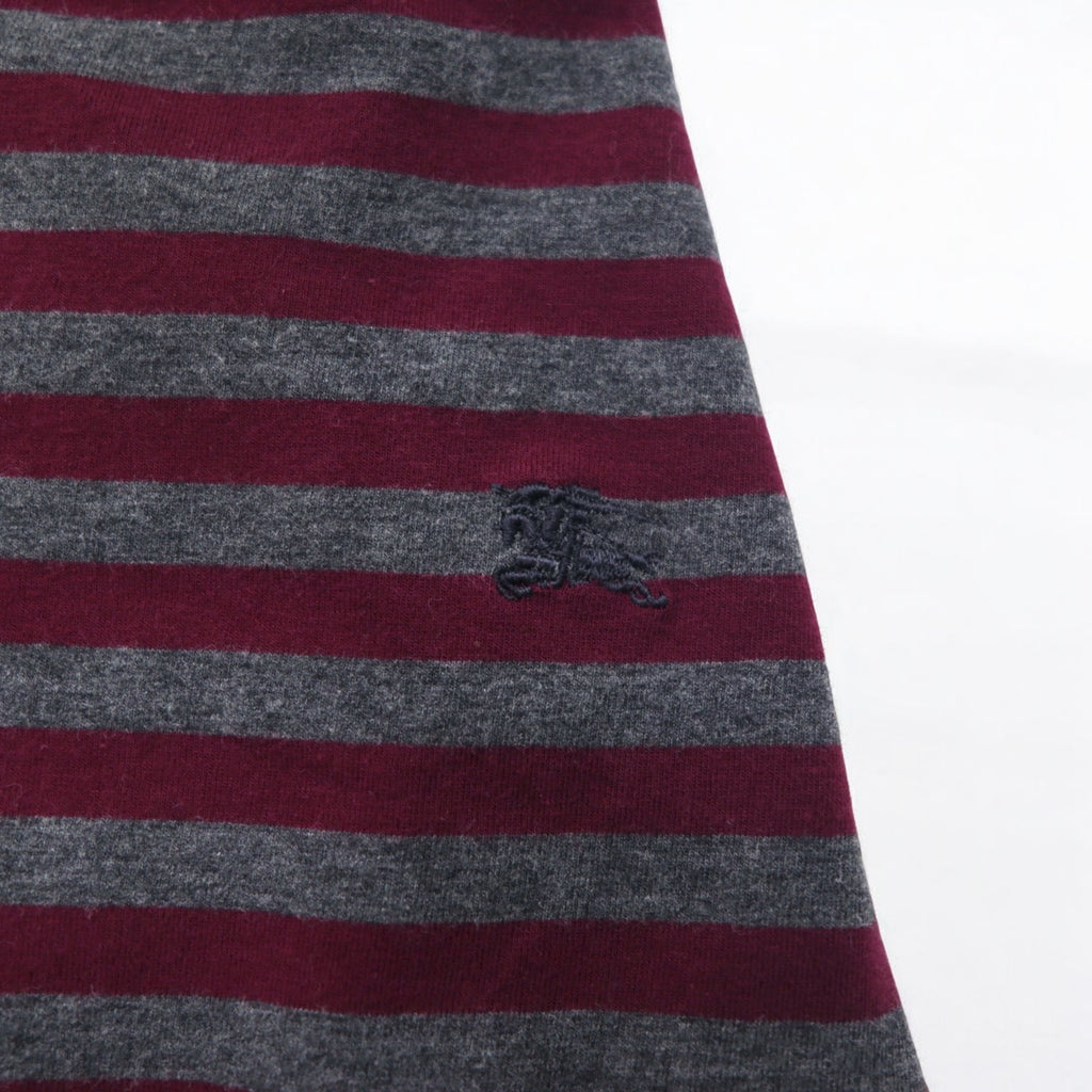 BURBERRY Border Tunic T-shirt, M, Grey, Shoulder button, One point logo embroidery, Made in Japan