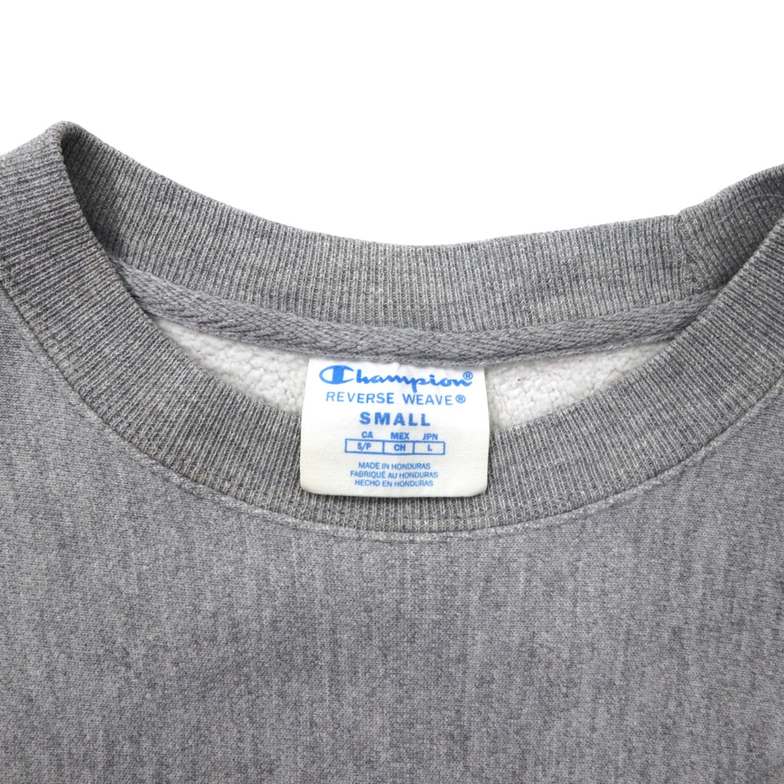 Champion Reverse Weave Sweatshirt L Grey Cotton Blue Single Tag Reprint REVERSE WEAVE Made in Honduras