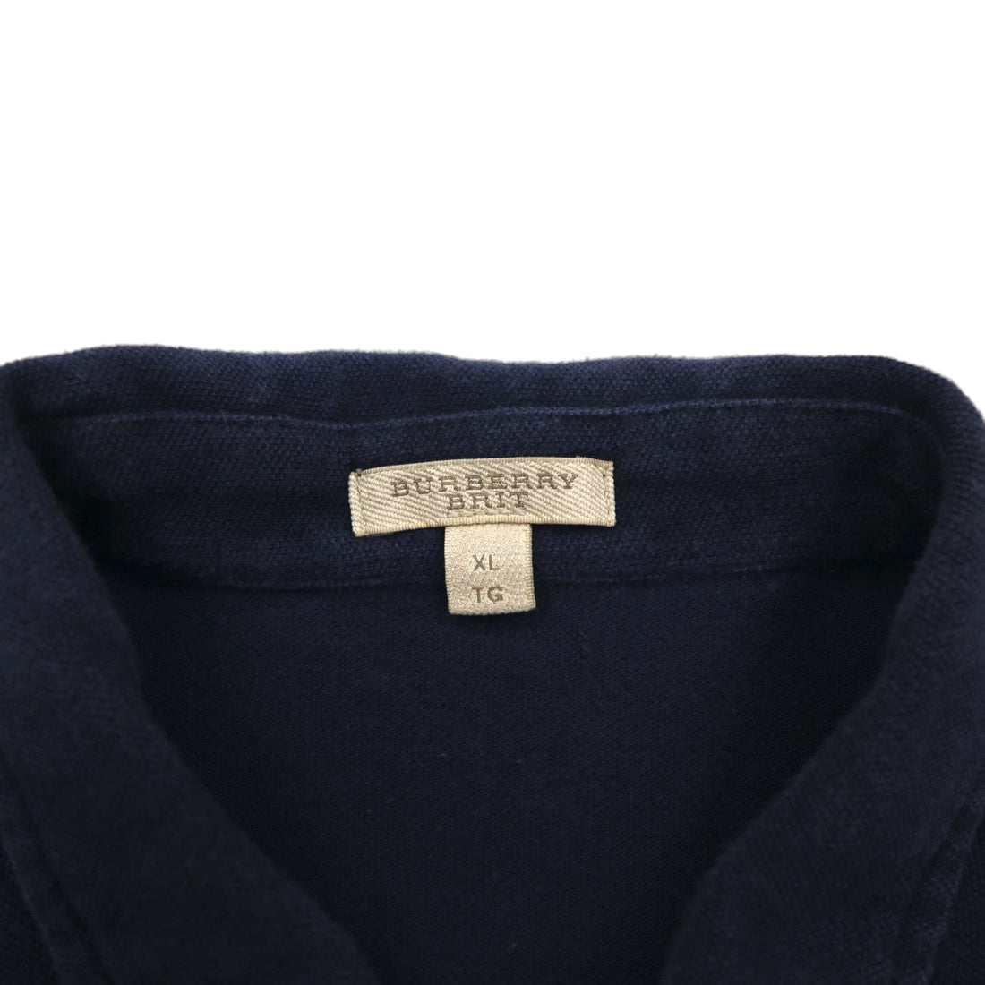 BURBERRY BRIT ノバチェック切り替え ポロシャツ XL ネイビー コットン 鹿の子 ワンポイントロゴ刺繍 トルコ製