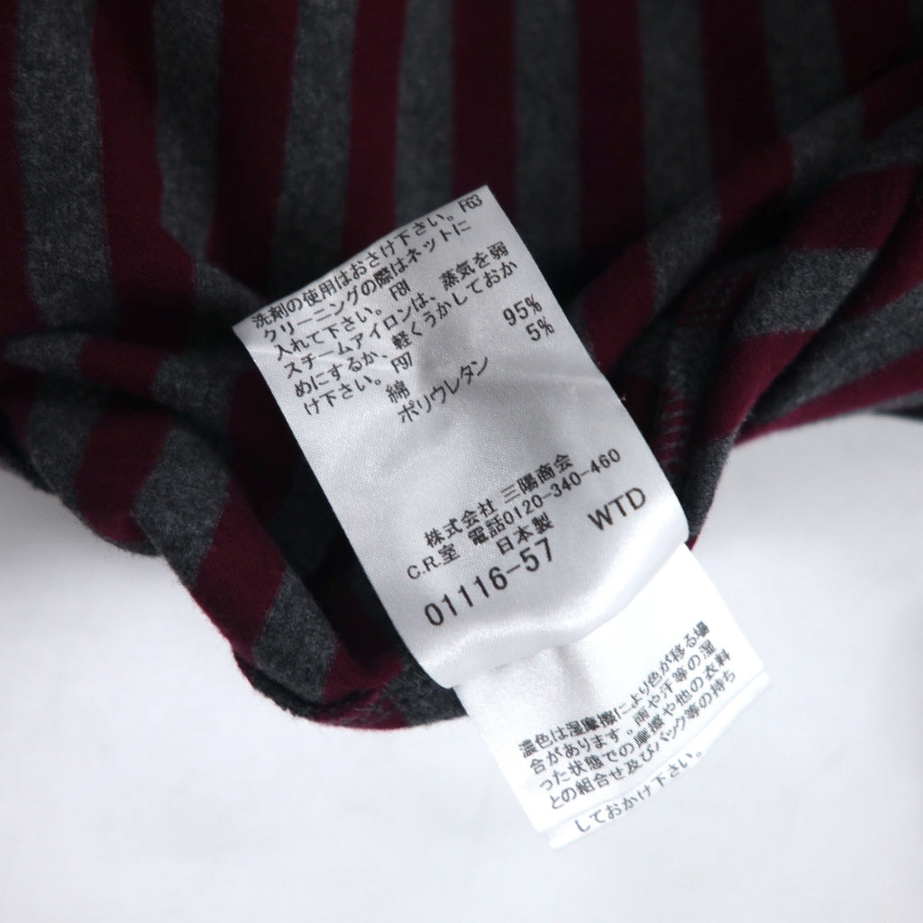 BURBERRY Border Tunic T-shirt, M, Grey, Shoulder button, One point logo embroidery, Made in Japan