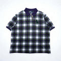 Polo by Ralph Lauren 90s Big Pony Embroidered Polo Shirt, Size 3XL, Navy, Green Check, Unused