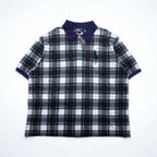 Polo by Ralph Lauren 90s Big Pony Embroidered Polo Shirt, Size 3XL, Navy, Green Check, Unused