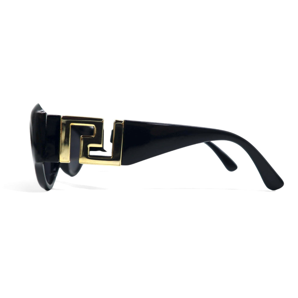 GIANNI VERSACE オールド キャットアイ フォックス サングラス ブラック サイドロゴ