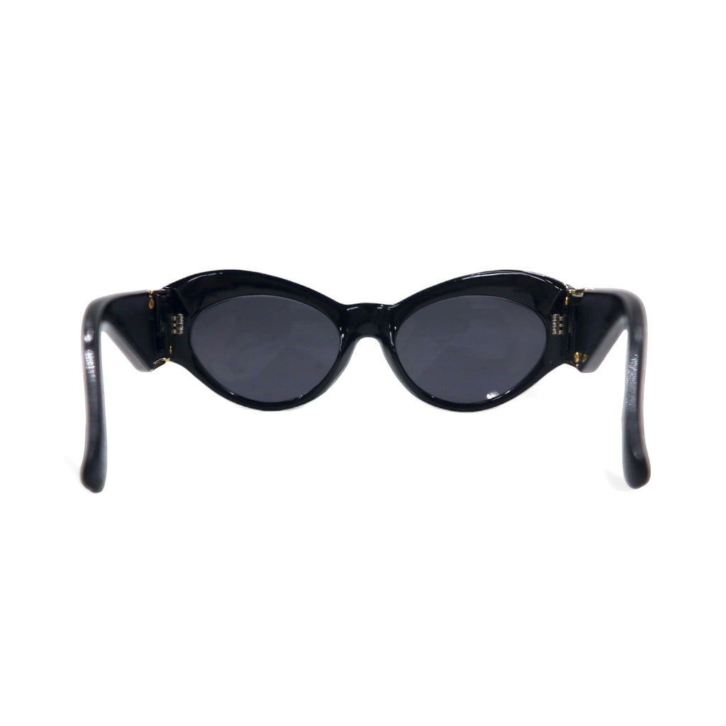 GIANNI VERSACE オールド キャットアイ フォックス サングラス ブラック サイドロゴ