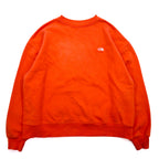 日本然リトテ-古着オンライン-THE NORTH FACE オーバーサイズ スウェット S オレンジ コットン ワンポイントロゴ刺繍-THE NORTH FACE Oversized Sweatshirt S Orange Cotton One Point Logo Embroidery