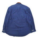 Vintage 90s Denim Shirt MINDLOOSER Leather Collar Switching Work Denim Shirt L Indigo Blue Cotton