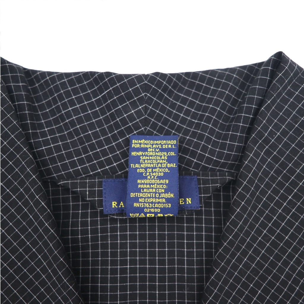 POLO RALPH LAUREN Robe Coat Gown M Black Check Belted Woven Robe Soho Plaid