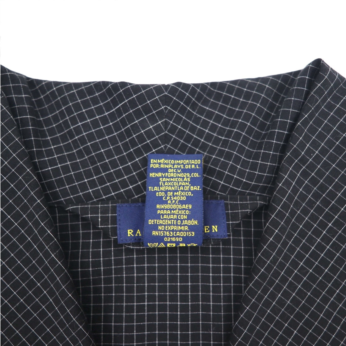 POLO RALPH LAUREN Robe Coat Gown M Black Check Belted Woven Robe Soho Plaid