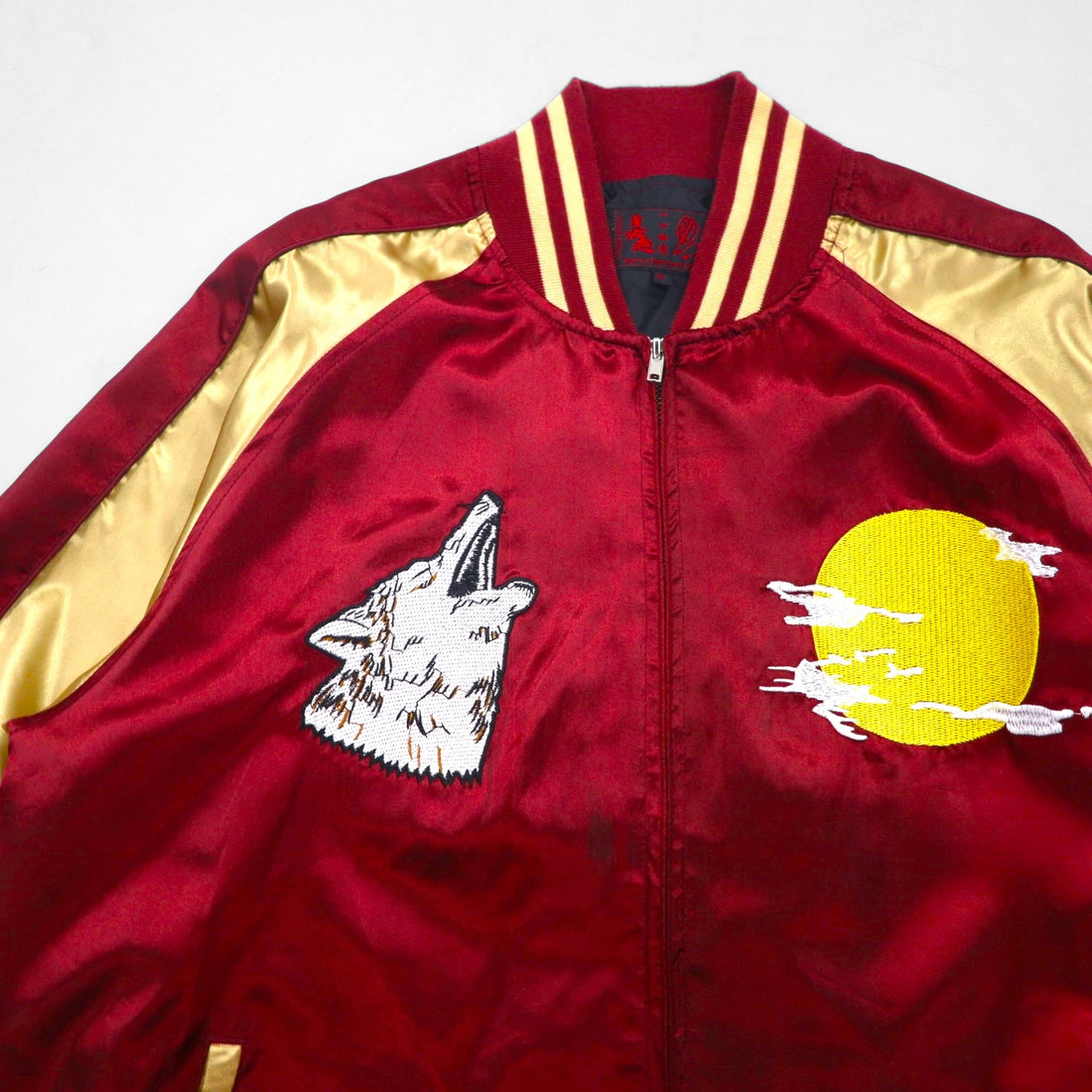 一心如鏡 スカジャン スーベニアジャケット 3XL ボルドー 狼 オオカミ