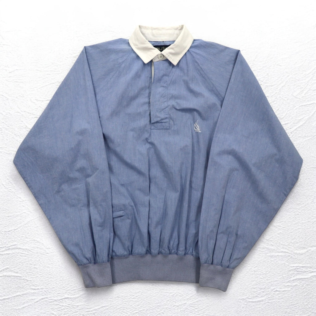 nautica 90s pullover chambray shirt, XL, blue, cotton, one-point logo embroidery