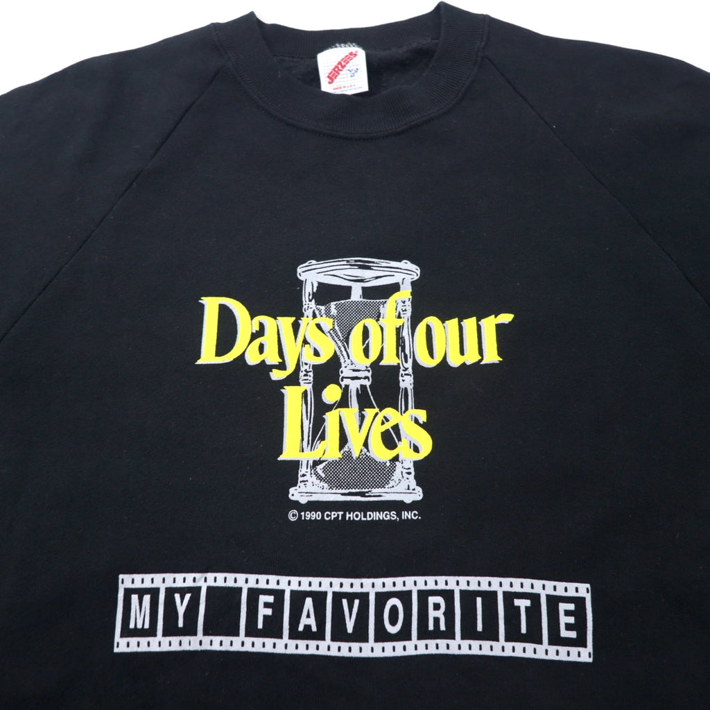 JERZEES USA Made 90s Printed Sweatshirt L Black Cotton Fleece Lining Days of our Lives