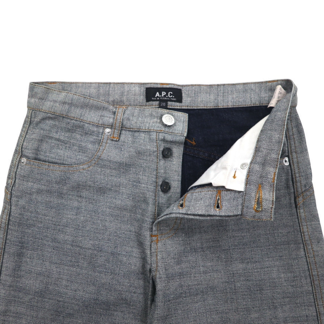 APC Inside-Out Design Denim Pants, Medium, Grey, Cotton, Made in Japan