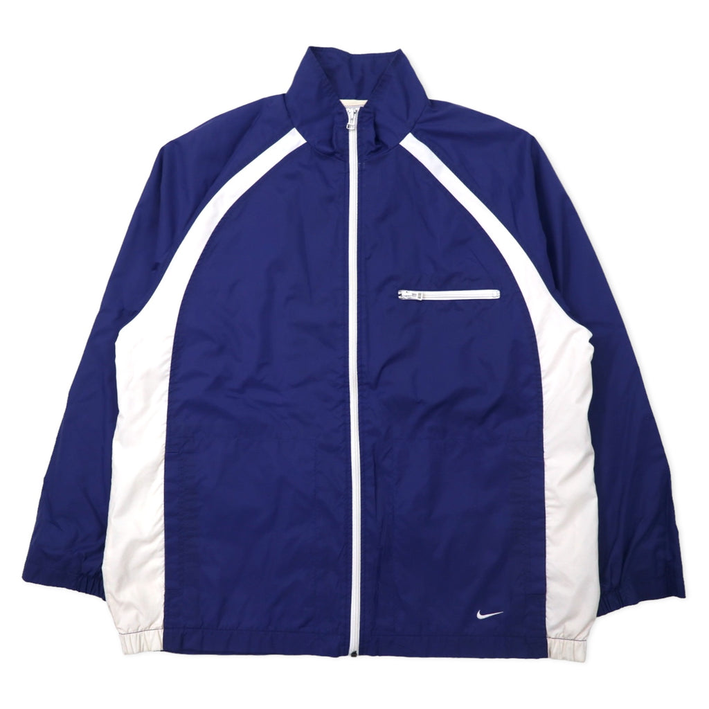 日本然リトテ-古着オンライン-NIKE 90年代 ナイロンジャケット スポーツジャケット L ネイビー スウォッシュロゴ 黒タグ ビッグサイズ-NIKE 90's Windbreaker Sports Jacket L Navy Swoosh Logo Black Tag Big Size
