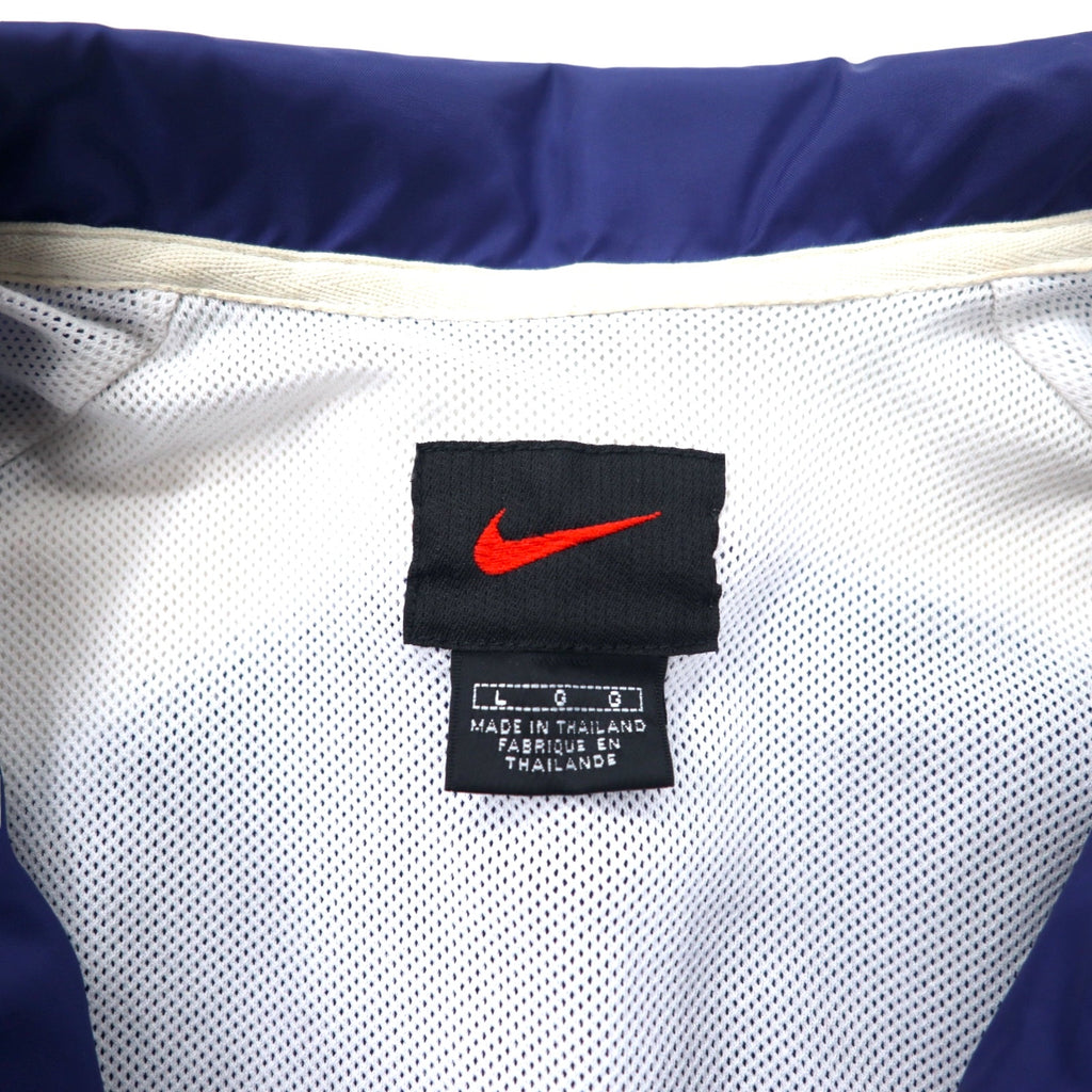 NIKE 90s Nylon Jacket Sports Jacket L Navy Swoosh Logo Black Tag Big Size
