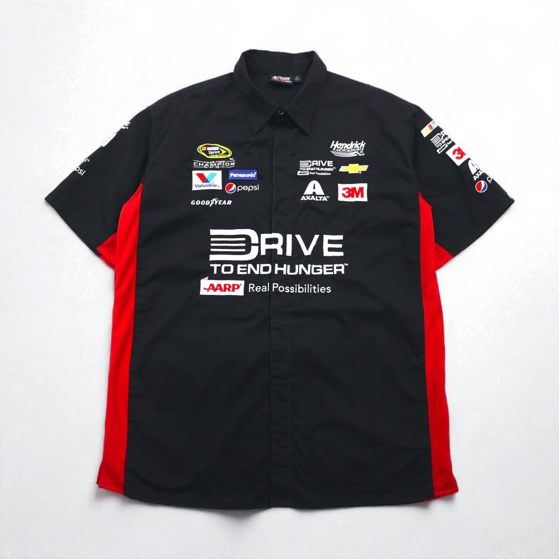 CHASE AUTHENTICS Short Sleeve Racing Shirt, XL, Black Cotton, NASCAR Snap Buttons