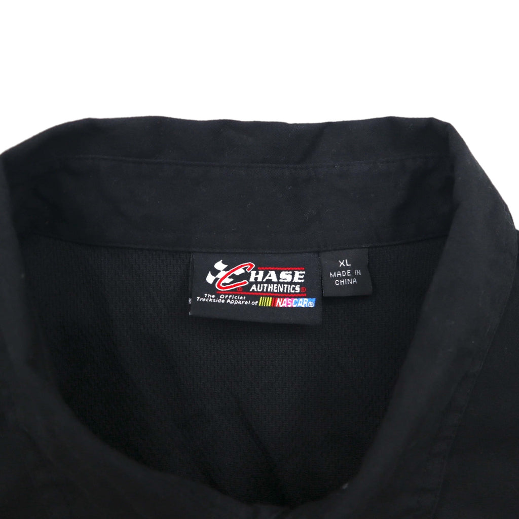 CHASE AUTHENTICS Short Sleeve Racing Shirt, XL, Black Cotton, NASCAR Snap Buttons