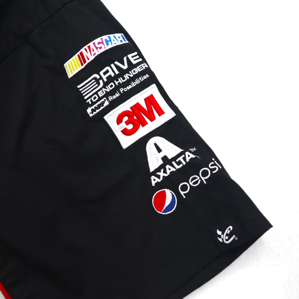 CHASE AUTHENTICS Short Sleeve Racing Shirt, XL, Black Cotton, NASCAR Snap Buttons