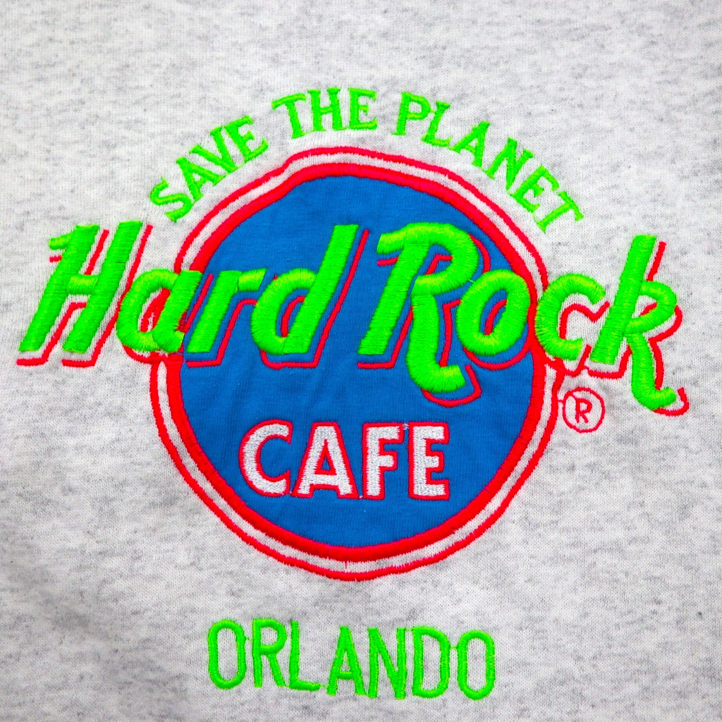 Hard Rock Cafe 90年代 USA製 ロゴ刺繍 スウェット トレーナー XL グレー SANTEE BY PLUMA