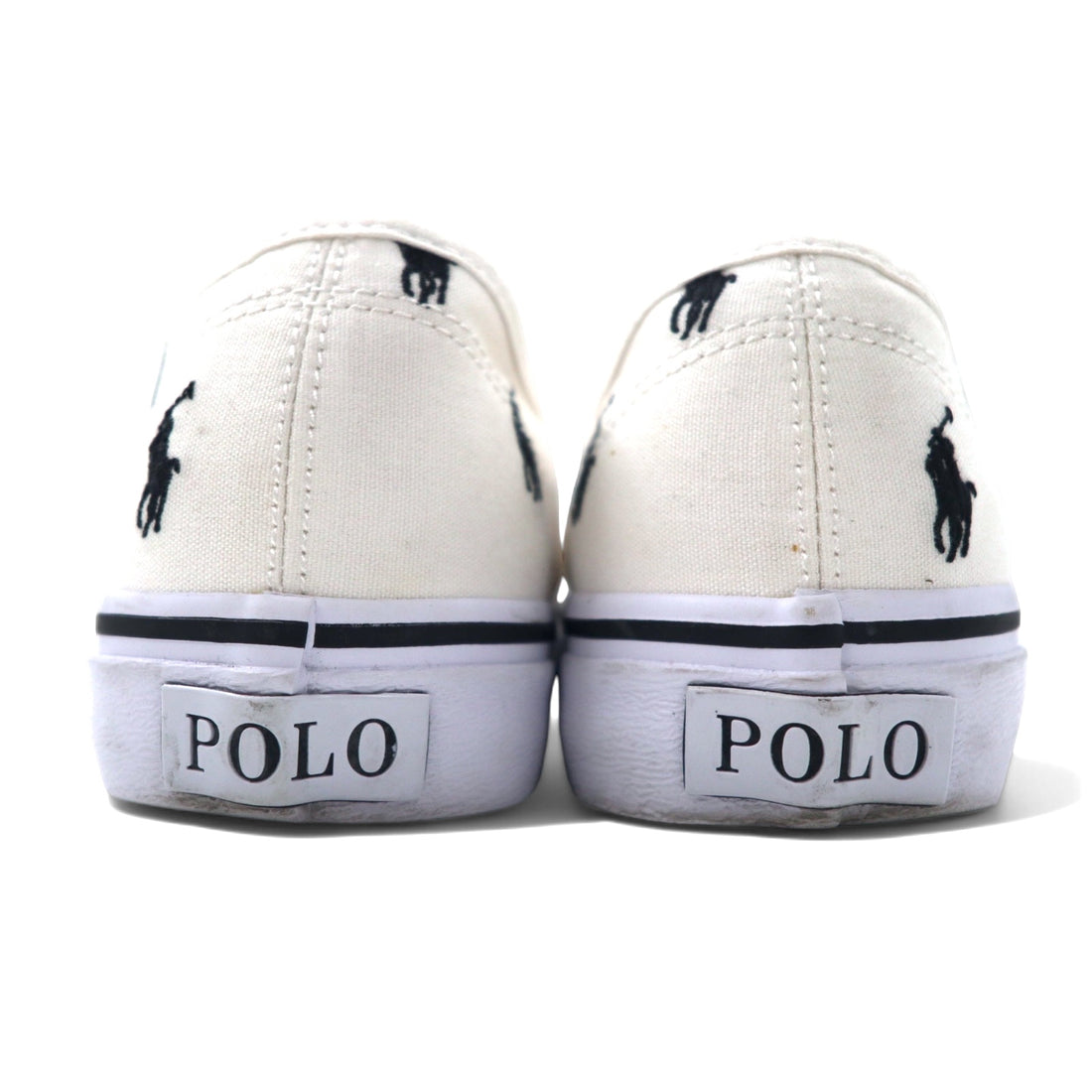 POLO RALPH LAUREN オールオーバーポニー スニーカー 26cm ホワイト コットン キャンバス 刺繍 KEATON PONY AOPP