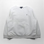 Polo Ralph Lauren 90s XL White Cotton Sweatshirt with Small Pony Embroidery