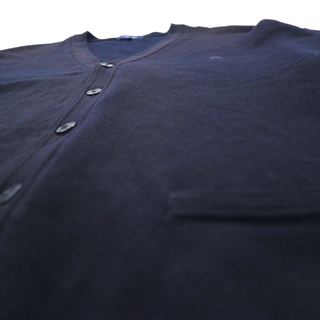 BURBERRY Pique V-Neck Knit Cardigan, XL, Navy, Cotton