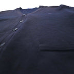 BURBERRY Pique V-Neck Knit Cardigan, XL, Navy, Cotton