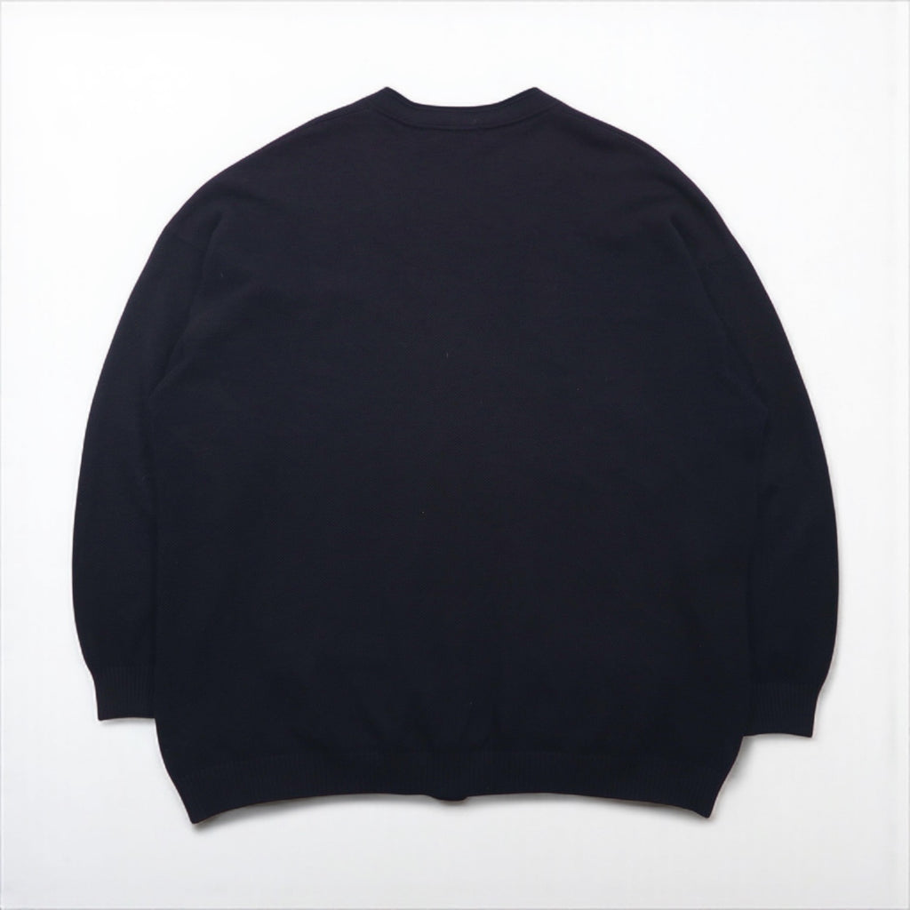 BURBERRY Pique V-Neck Knit Cardigan, XL, Navy, Cotton