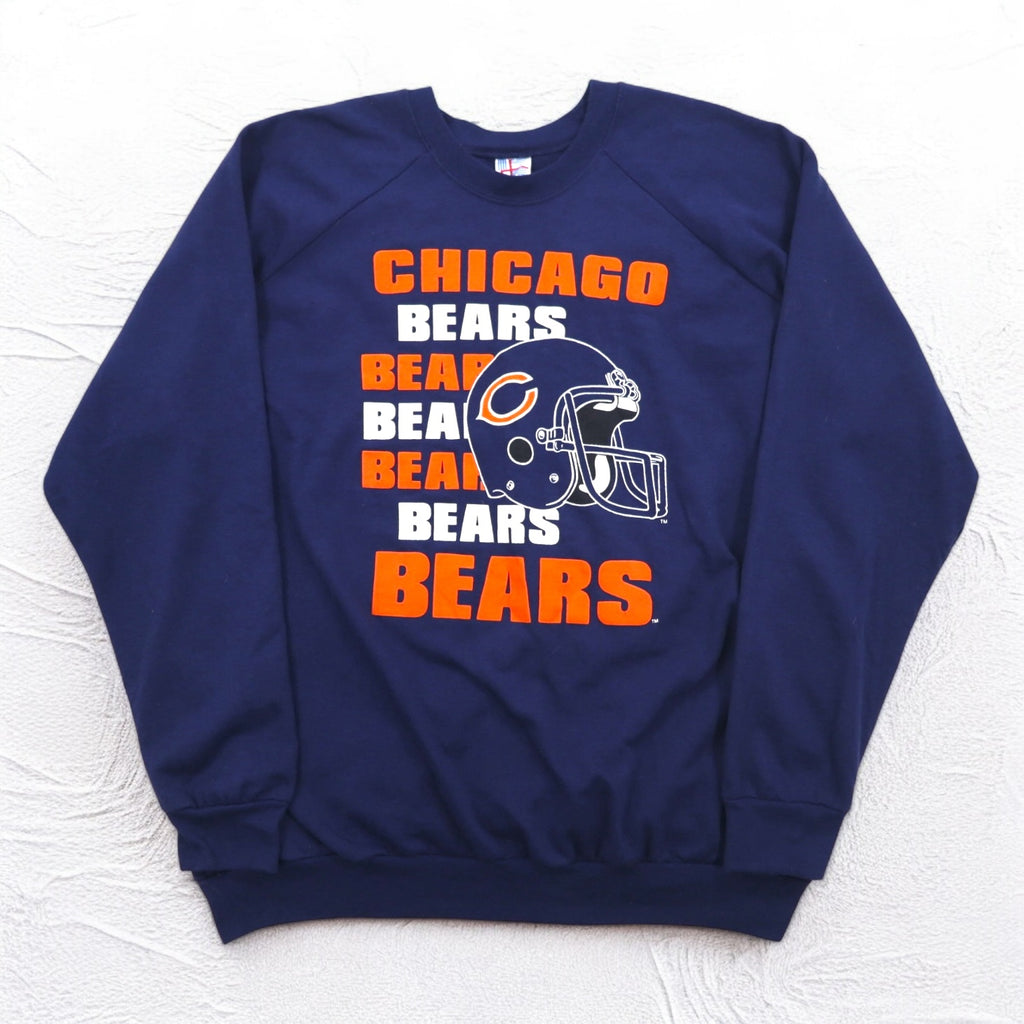 Made in USA 90s NFL Big Size Sweatshirt 4XL Navy Fleece Lined CHICAGO BEARS Football GARAN