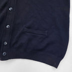 BURBERRY Pique V-Neck Knit Cardigan, XL, Navy, Cotton