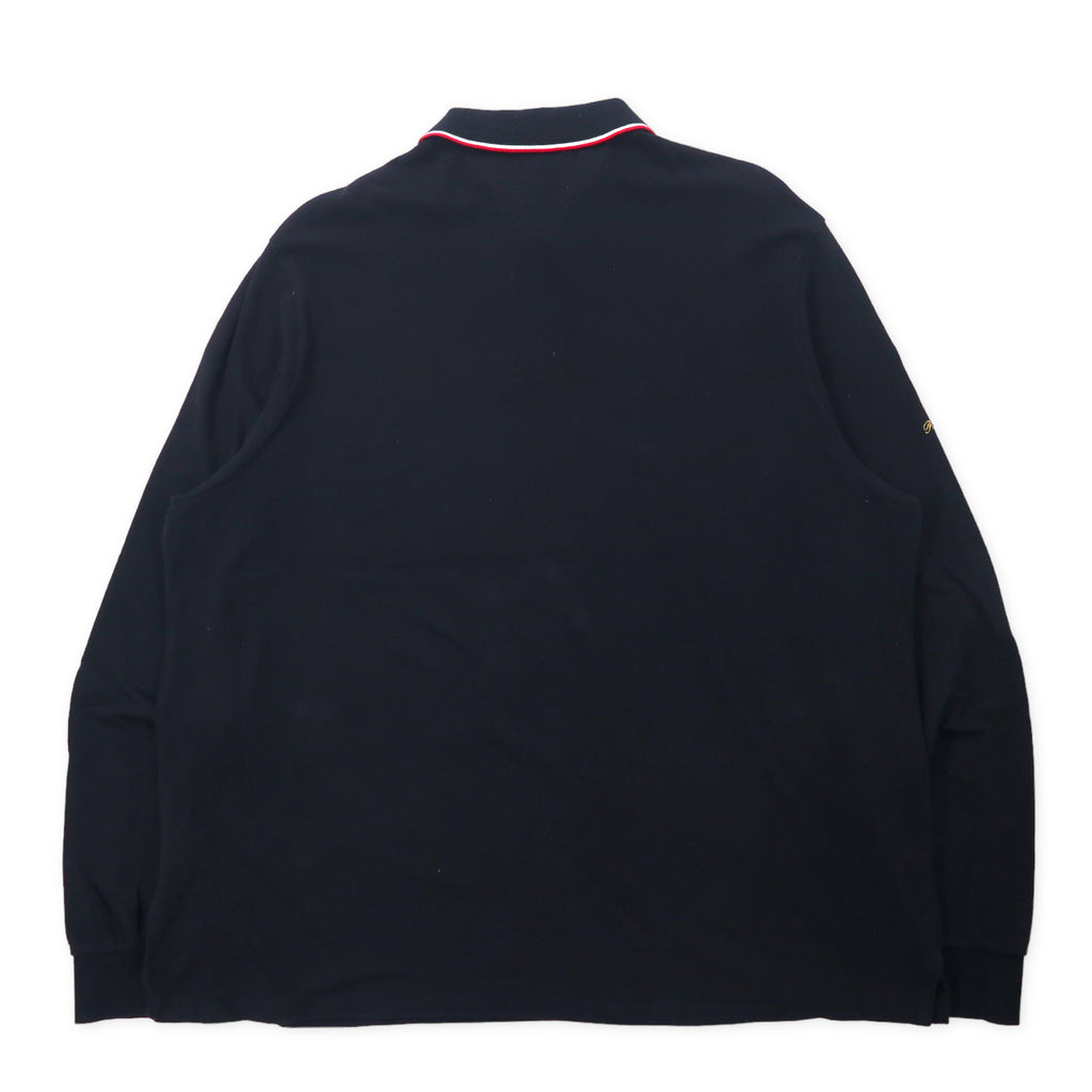 POLO RALPH LAUREN Long Sleeve Polo Shirt Rugby Shirt XXL Black Cotton Emblem Logo Pony Embroidery CUSTOM SLIM FIT Big Size