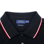 POLO RALPH LAUREN Long Sleeve Polo Shirt Rugby Shirt XXL Black Cotton Emblem Logo Pony Embroidery CUSTOM SLIM FIT Big Size