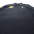 POLO RALPH LAUREN Long Sleeve Polo Shirt Rugby Shirt XXL Black Cotton Emblem Logo Pony Embroidery CUSTOM SLIM FIT Big Size