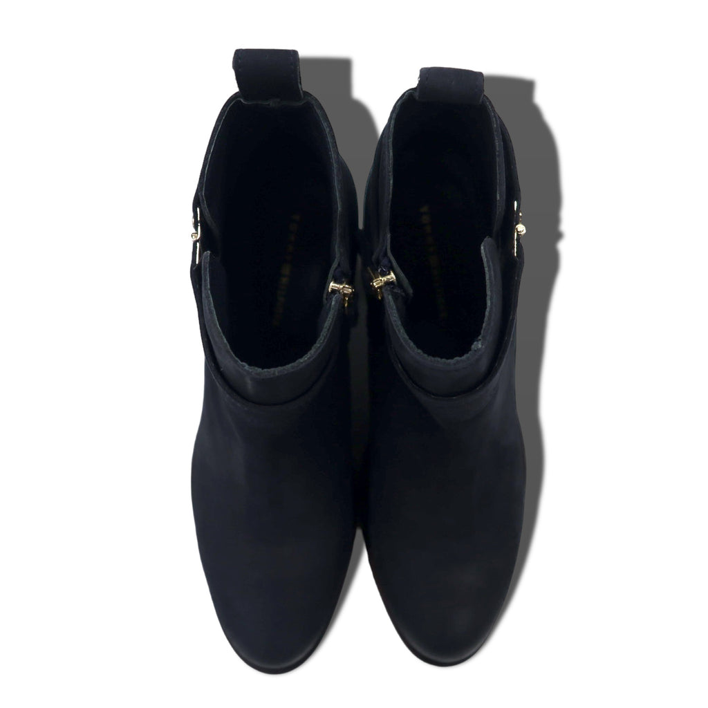 TOMMY HILFIGER ヌバックレザー ショートブーツ ブーティー 23.5cm サイドジップ ARISON F1285