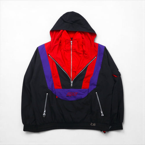 90s Vintage Anorak Parka, Layered Anorak, XL, Color Block, Drawcord, Side Zipper, Slit, APS CB SPORTS