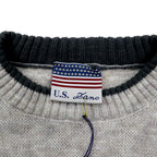Made in Italy US Lano Argyle pattern acrylic knit sweater M Beige Wool Unused