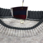Made in Italy US Lano Argyle pattern acrylic knit sweater M Beige Wool Unused