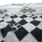Made in Italy US Lano Argyle pattern acrylic knit sweater M Beige Wool Unused