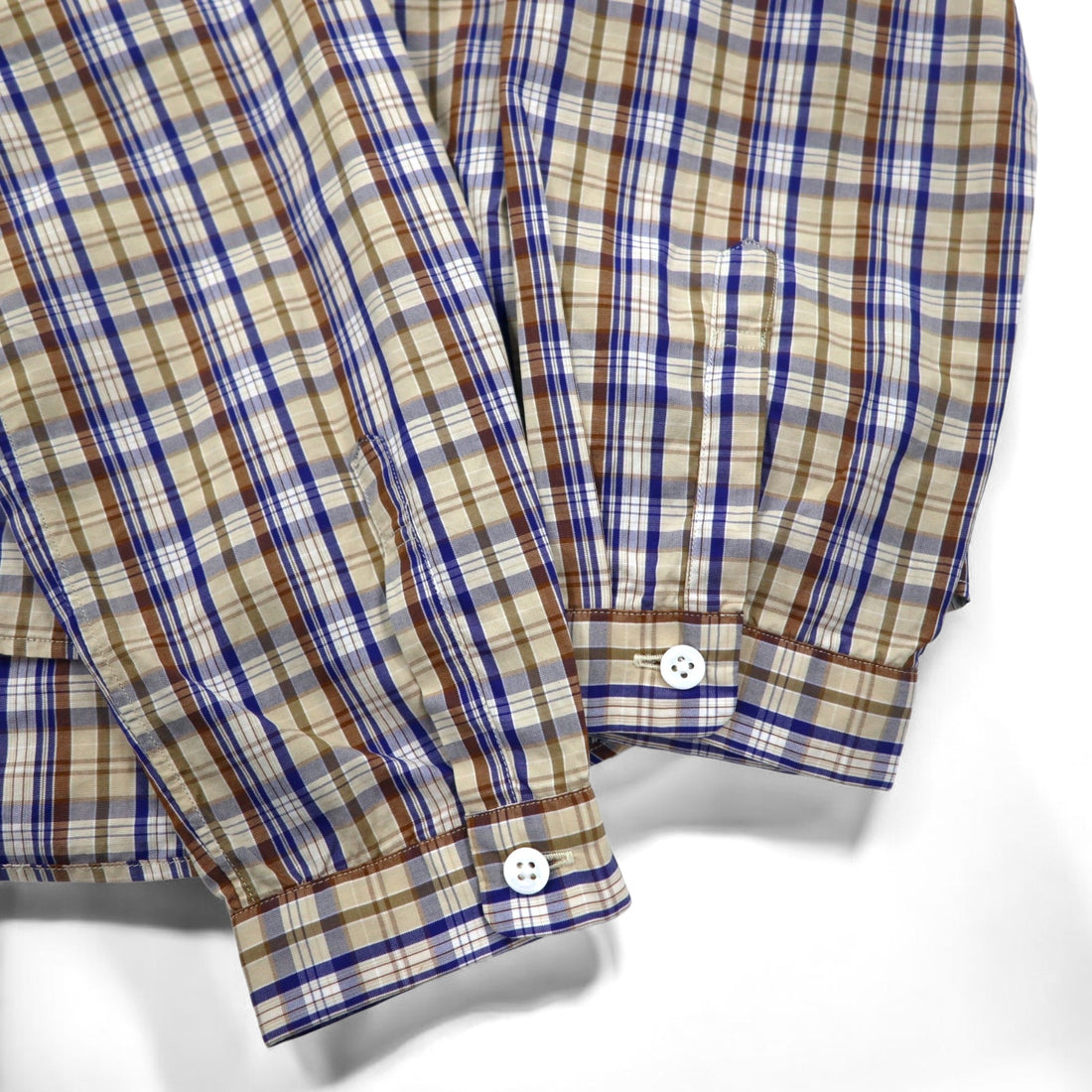 DIGAWEL Button-down Shirt S Beige Navy Cotton Made in Japan