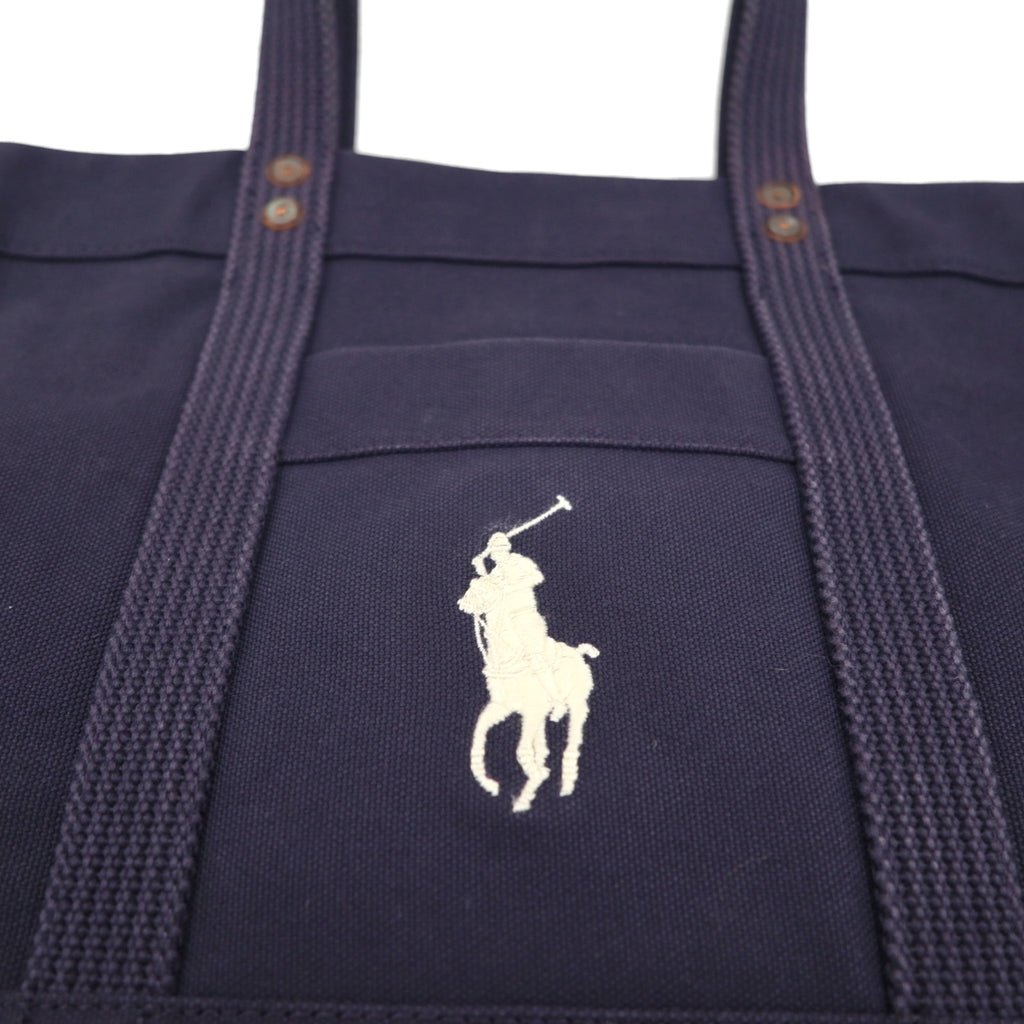 Polo Ralph Lauren tote bag in navy cotton and canvas with embroidered pony.