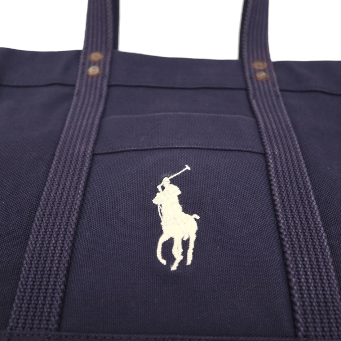 Polo Ralph Lauren tote bag in navy cotton and canvas with embroidered pony.