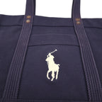 Polo Ralph Lauren tote bag in navy cotton and canvas with embroidered pony.