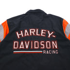 HARLEY DAVIDSON RACING Short Sleeve Racing Shirt, XL, Black Cotton, Double Pockets, Back Logo Embroidery