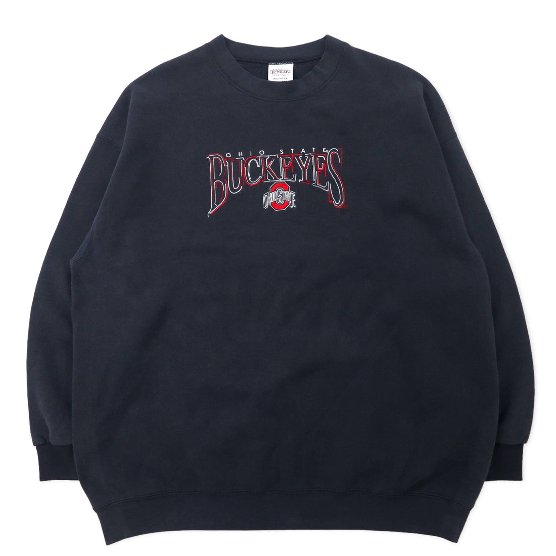 日本然リトテ-古着オンライン-B WEAR USA製 90年代 カレッジ刺繍 スウェット XXL ブラック コットン OHIO STATE BUCKEYES ビッグサイズ-B Wear USA MADE 90s College embroidery Sweatshirt XXL Black Cotton OHIO STATE BUCKEYES Big Size