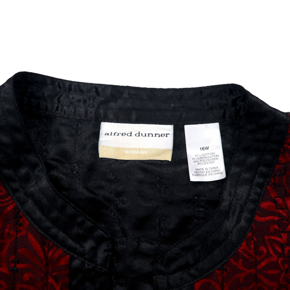 Alfred Dunner all-over print jacket L Bordeaux cotton polyester floral print