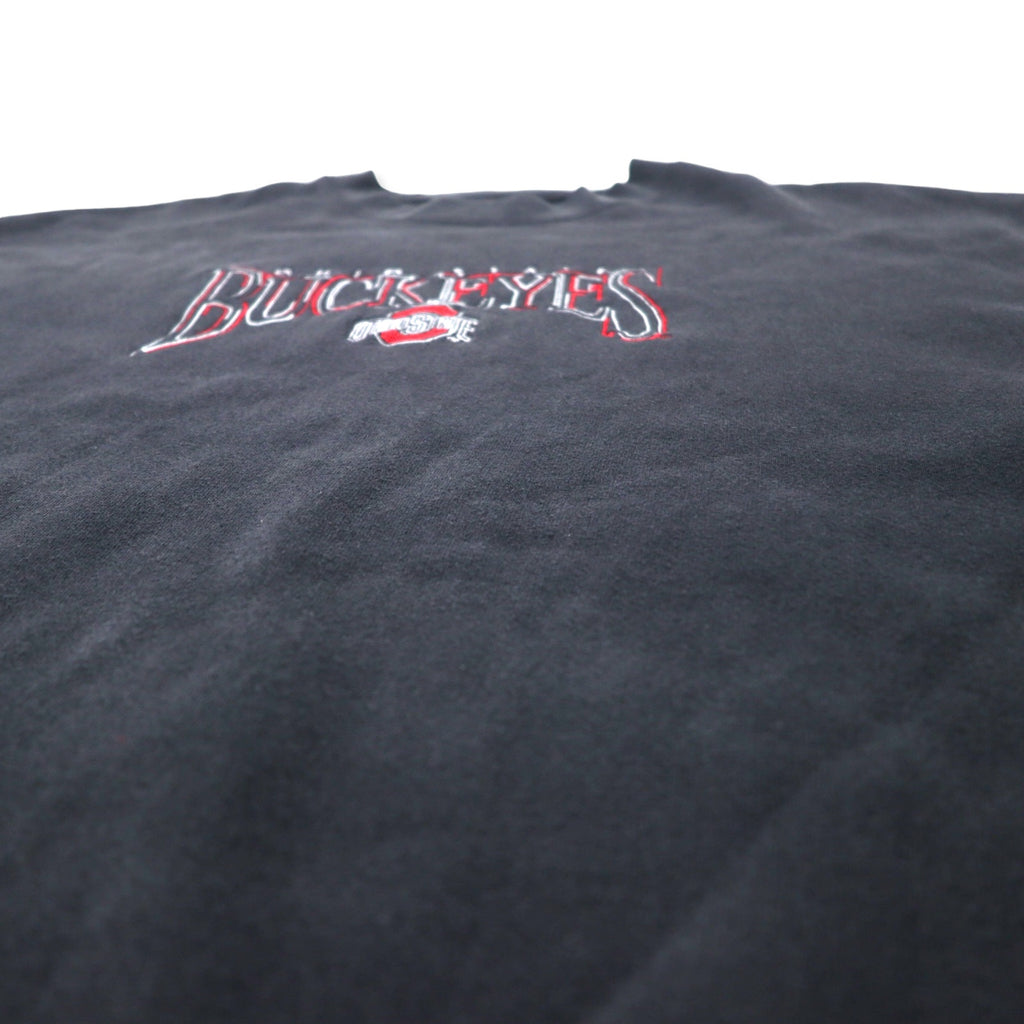 B WEAR USA Made 90s College Embroidered Sweatshirt XXL Black Cotton OHIO STATE BUCKEYES Big Size